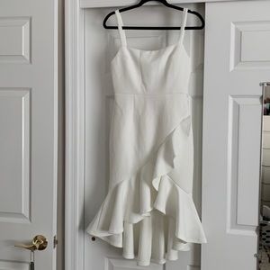 Hello Molly White Midi Ruffle Dress
